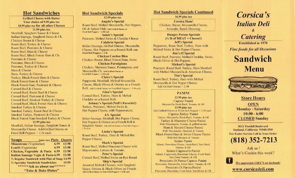 Corsica Italian Delicatessen menu 1